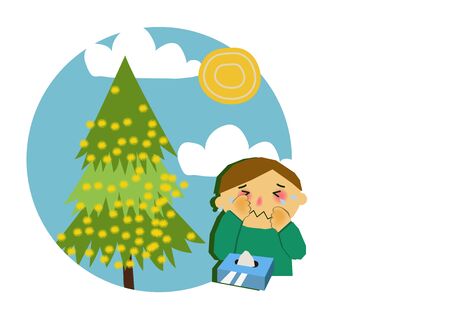 花粉症のイメージ アレルギーのイメージ スギ花粉とアレルギーの人々 鼻水や花粉症のイメージ のイラスト素材 ベクタ Image