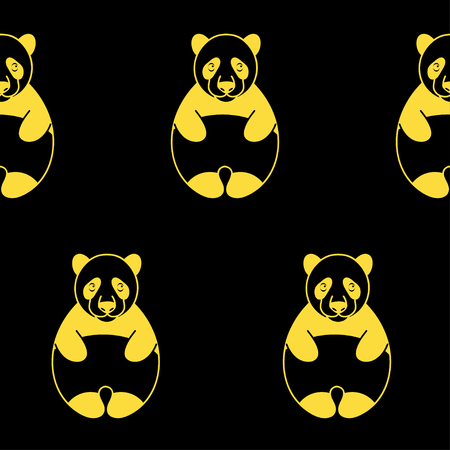 patrón transparente de vector caras de oso panda en un fondo verde