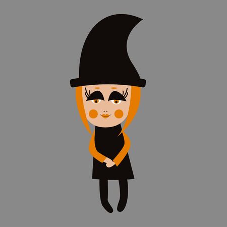 黒の帽子とドレスで女の赤ちゃんの魔女 のイラスト素材 ベクタ Image 黒の帽子とドレスで女の赤ちゃんの魔女 のイラスト素材 ベクタ Image