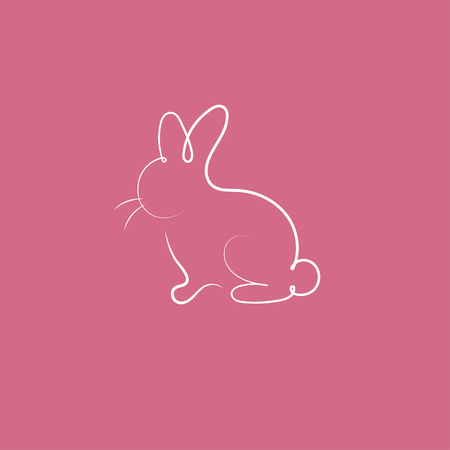 手ウサギの描かれたシルエット イースターのアイコン 白い線うさぎ うさぎ ベジタリアンのシンボルです 動物でテストされません ベクトル図 のイラスト素材 ベクタ Image