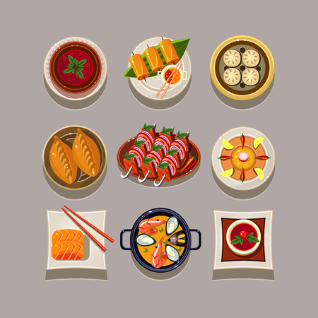 別の使用のモダンなスタイルの韓国料理イラスト の写真素材 画像素材 Image
