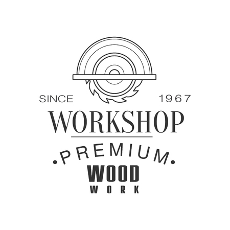 circ saw premium quality wood workshop monochrome retro stamp
