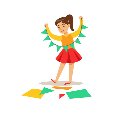 創造的な子供の異なる芸術 工芸美術の授業では 自分の練習を子供と創造性のテーマとしたイラストの設定します のイラスト素材 ベクタ Image