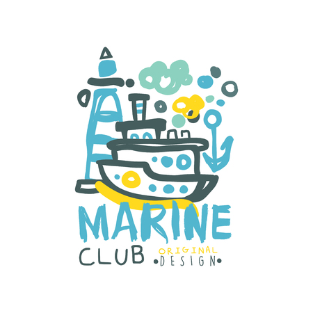 original sea club design template with lettering and submarine