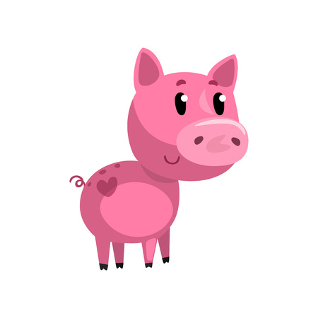 Porcelet De Bebe Drole De Bande Dessinee Rose Souriant Mignon Petit Vecteur De Personnage De Cochon Illustration Sur Fond Blanc Clip Art Libres De Droits Vecteurs Et Illustration Image