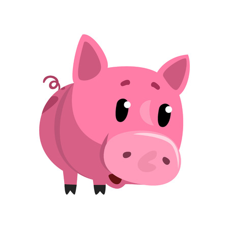 Porcelet De Bebe Drole De Bande Dessinee Rose Souriant Mignon Petit Vecteur De Personnage De Cochon Illustration Sur Fond Blanc Clip Art Libres De Droits Vecteurs Et Illustration Image