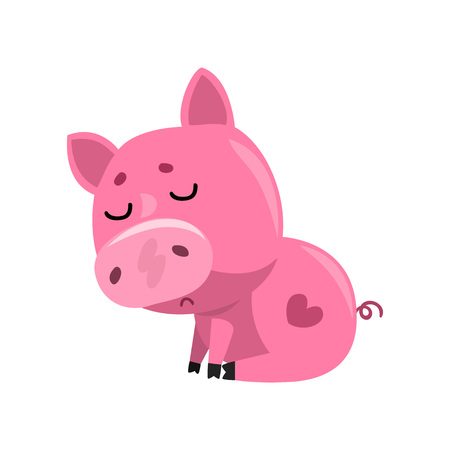 Porcinet Bebe Triste Dessin Anime Rose Assis Mignon Petit Vecteur De Personnage De Cochon Illustration Sur Fond Blanc Clip Art Libres De Droits Vecteurs Et Illustration Image