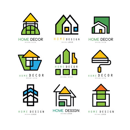 Set Of Abstract Linear Logo Templates For Construction Or Enchanting Home Design Companies Painting Set Of Abstract Linear Logo Templates For Construction Or Enchanting Home Design Companies Painting