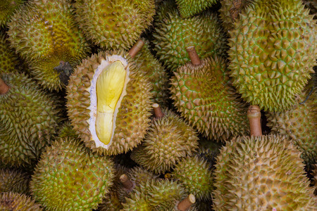 Durian: Group of durian in the market.