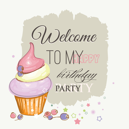 誕生日カード かわいいケーキ フルーツ 私幸せな誕生日パーティー本文へようこそ のイラスト素材 ベクタ Image 誕生日カード かわいいケーキ フルーツ 私幸せな誕生日パーティー本文へようこそ のイラスト素材 ベクタ Image