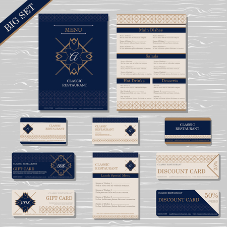 restaurant cafe menu template set gift certificate business