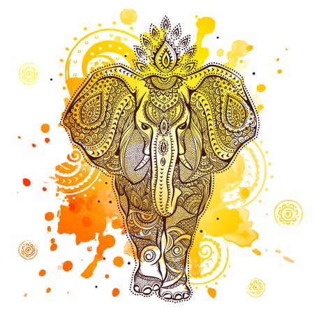 elephant: minh họa con voi với màu nước giật gân