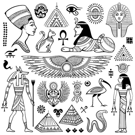 Set of Vector isolated Egypt symbols and objects