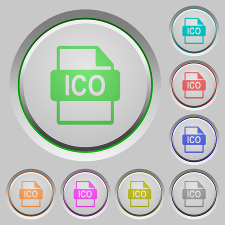 set of color ico file format sunk push buttons royalty free