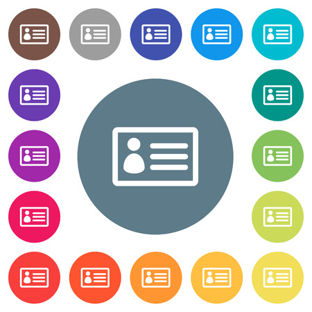 id card flat white icons on round color backgrounds 17 background