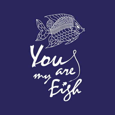 Main Mignon Dessine Lettrage Avec Un Poisson Citation D Amour Vous Etes Mon Poisson Clip Art Libres De Droits Vecteurs Et Illustration Image