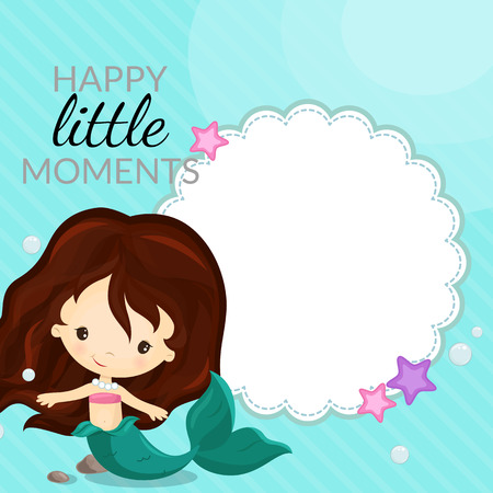Frame with mermaid and place for text. Vector. Иллюстрация