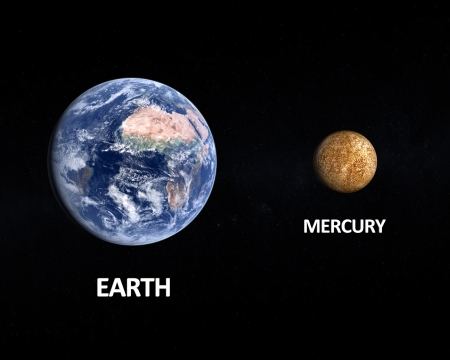 a comparison between the planets earth and mercury on a slightly size of mercury