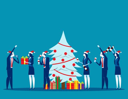 Merry christmas party. Concept business vector illustration, Office celebration, Holiday, December