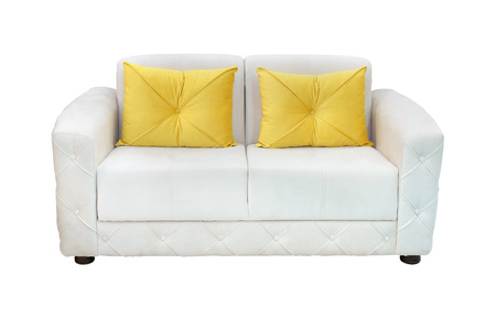 White Leather Sofa With Yellow Decorative Pillows Isolated With Delectable Yellow Decorative Bed Pillows White Leather Sofa With Yellow Decorative Pillows Isolated With Delectable Yellow Decorative Bed Pillows