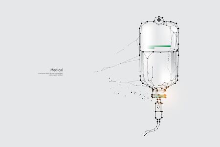 Cząsteczki, sztuka geometryczna, linia i kropka medycyny. streszczenie ilustracji wektorowych. koncepcja projektowania graficznego zdrowia. - edytowalna grubość obrysu linii