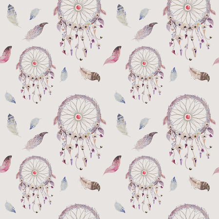 Dreamcatcher And Feather Pattern Watercolor Bohemian Decoration Mesmerizing Dream Catcher Design Patterns Dreamcatcher And Feather Pattern Watercolor Bohemian Decoration Mesmerizing Dream Catcher Design Patterns