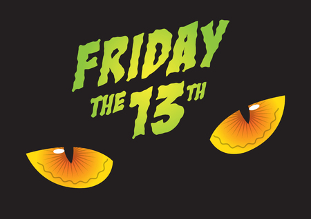 An illustration of cat's eyes and friday the 13th Vector Illustration