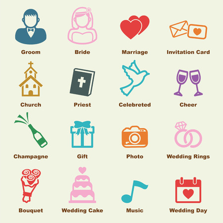 Wedding elements vector infographic icons