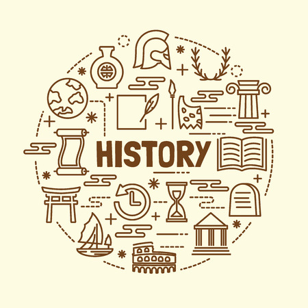 history minimal thin line icons set vector illustration design