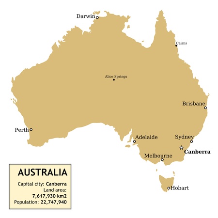 17070613 map of australia with all important cities and information data table