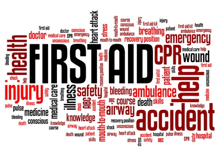 First aid - health concepts word cloud illustration. Word collage concept. Stock Photo
