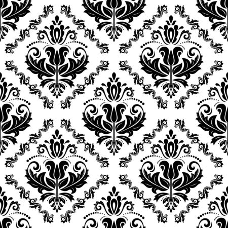 アラベスクとオリエンタル ブラック要素ダマスク花光パターン のイラスト素材 ベクタ Image