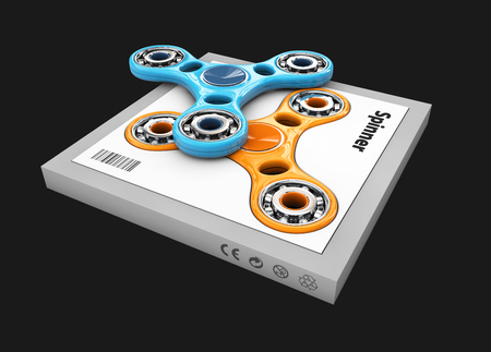 Hand Fid Spinners Toy In The Box 3d Illustration Stock