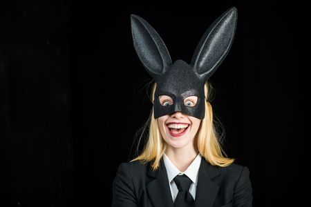 Cuir Long Lapin Oreille Noir Demi Visage Masque Chaton Masque Halloween Cosplay Cuir Long Lapin Oreille Noir Demi Visage Masque Chaton Masque Halloween Cosplay