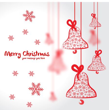 雪の結晶で作られた赤い鈴とクリスマス ベクトルはがきイラストのイラスト素材 ベクタ Image