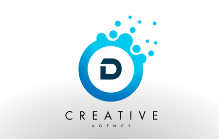 D Dots Letter Blue Bubble Design Vector Illustration