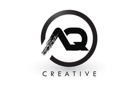 Aq Brush Letter Logo Design With Black Circle Creative Brushed