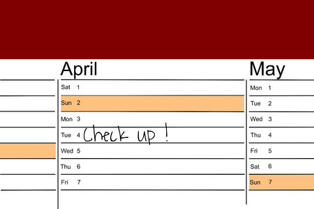 calendar with handwritten memo for medical check up stock photo