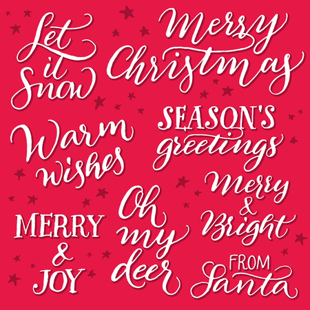 set of christmas quotes for greeting cards on red background handwritten calligraphy stock vector - Christmas Quotes For Cards set of christmas quotes for greeting cards on red background handwritten calligraphy stock vector - Christmas Quotes For Cards