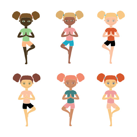 ヨガの異なるポーズでかわいい女の子のベクター イラストです のイラスト素材 ベクタ Image ヨガの異なるポーズでかわいい女の子のベクター イラストです のイラスト素材 ベクタ Image