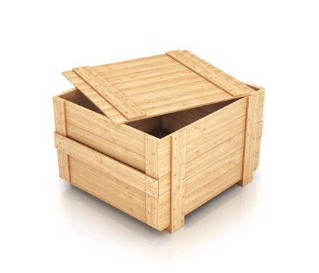 half open wooden box isolated on white stock photo picture and