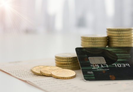 credit card with coins pile on passbook bank concepts of finance financial credit - Personal Loan On Credit Card credit card with coins pile on passbook bank concepts of finance financial credit - Personal Loan On Credit Card