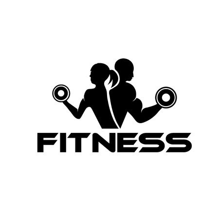 man and woman of fitness silhouette character
