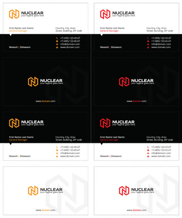 business cards with the letter n lightning and power symbol colors that start with the letter n