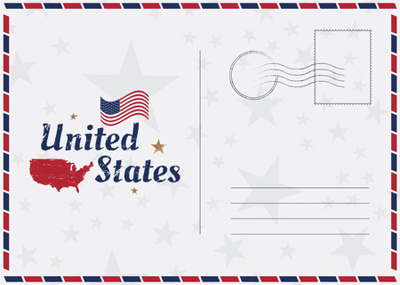 usa vector vintage postcard with american flag and map template american template