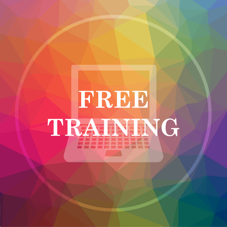 無料オンライン セミナー アイコン 低ポリゴンの背景に無料のウェビナーのウェブサイト ボタン の写真素材 画像素材 Image