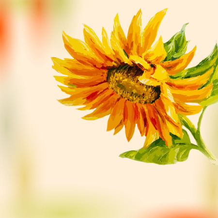 Oil painting Sunflower Greeting Card Иллюстрация