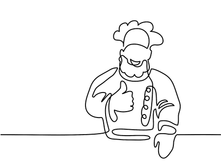 シェフ料理グルメ料理の連続線画 食べ物の準備のイラスト素材 ベクタ Image