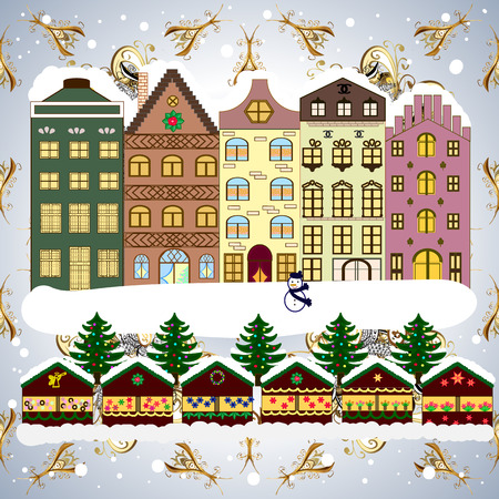background vector illustration christmas winter scene evening