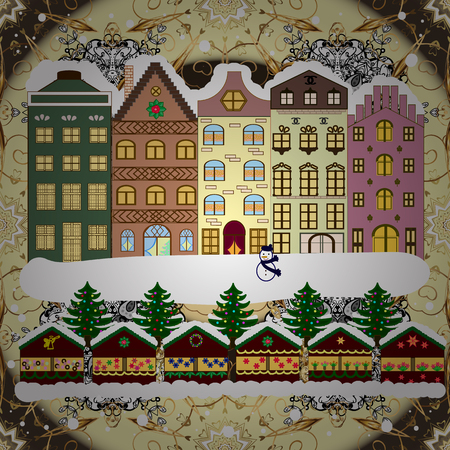 背景の上に 木々と冬の街 かわいい家 冬が来るラスターイラスト 自然と家々のある風景 自然の風景 ホリデーラスターイラスト のイラスト素材 ベクタ Image 背景の上に 木々と冬の街 かわいい家 冬が来るラスターイラスト 自然と家々のある風景 自然の風景 ホリデーラスターイラスト のイラスト素材 ベクタ Image